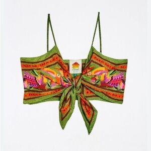 FARM Rio Toucan Tie-Front Crop Top
